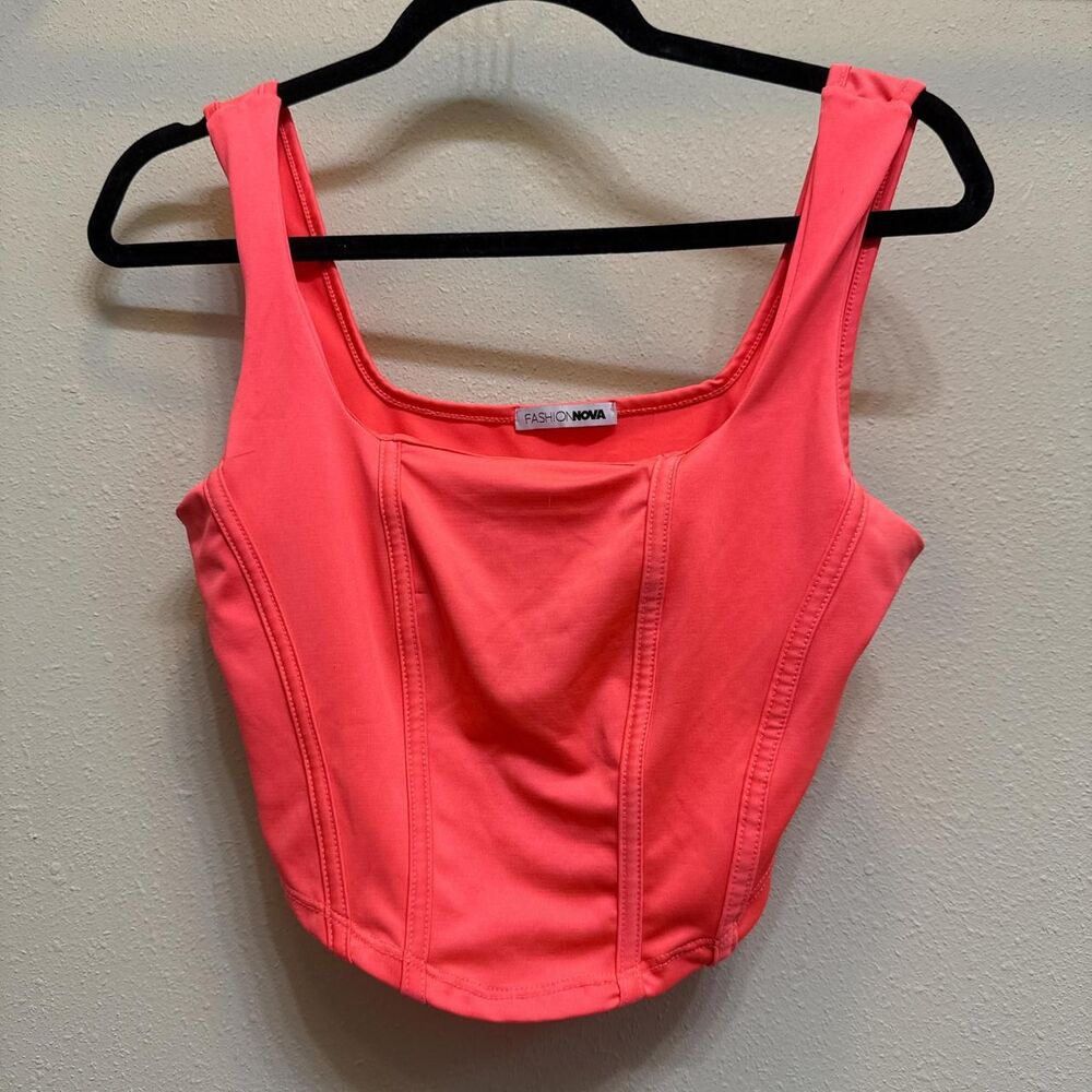 Fashion Nova Neon pink corset style soft tank top - Small